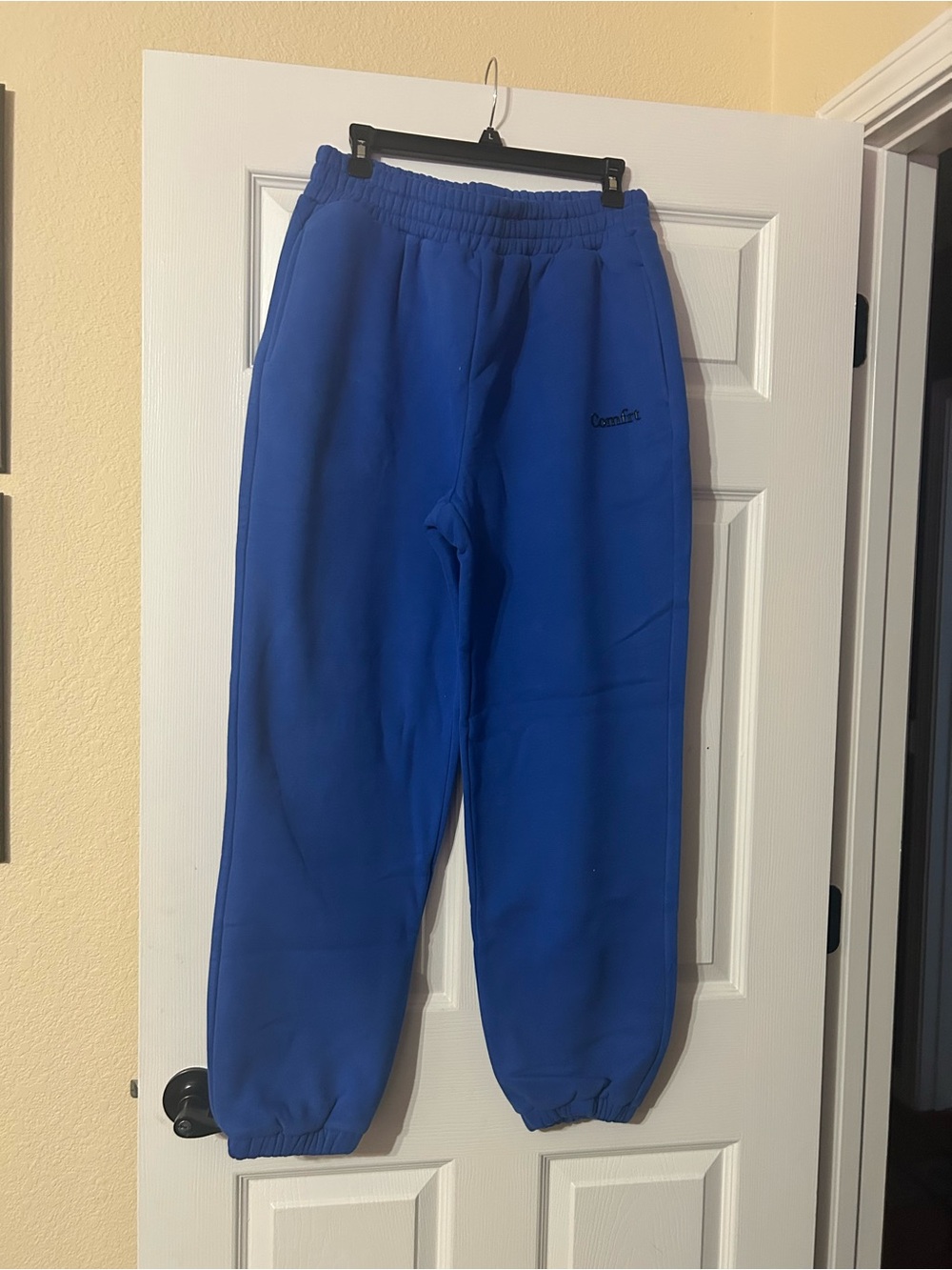 Women's Royal Blue Fleece Joggers with Elastic Waist